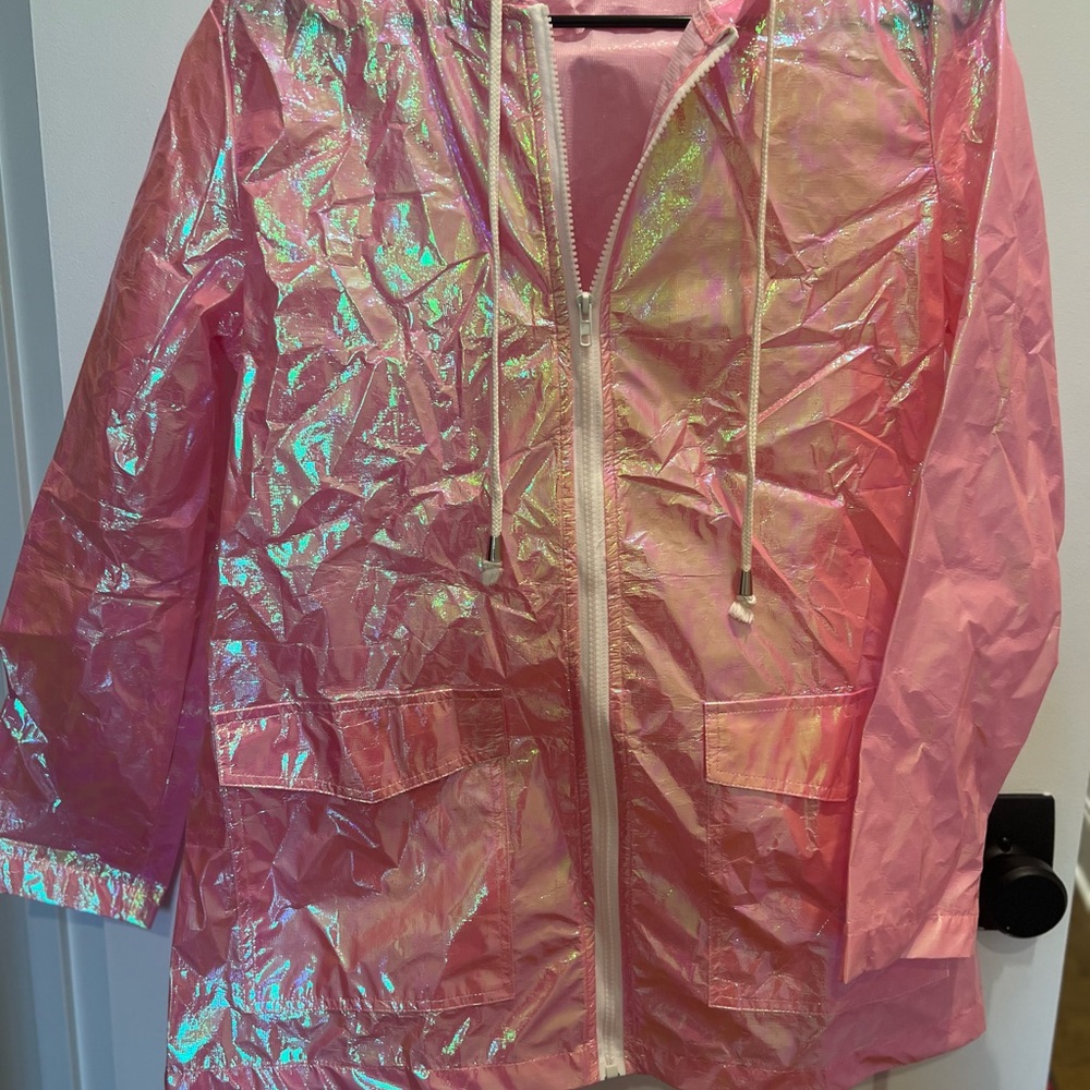 PrettyLittleThing Shimmering Pink Kids Raincoat
